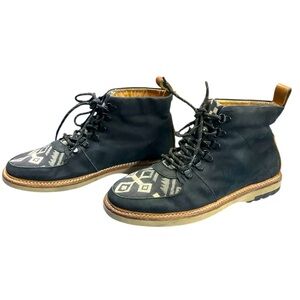 🔷 Thorocraft Monte Rosa Blue Patterned Leather Boots | Men’s EU 42 /‎ US 8.5